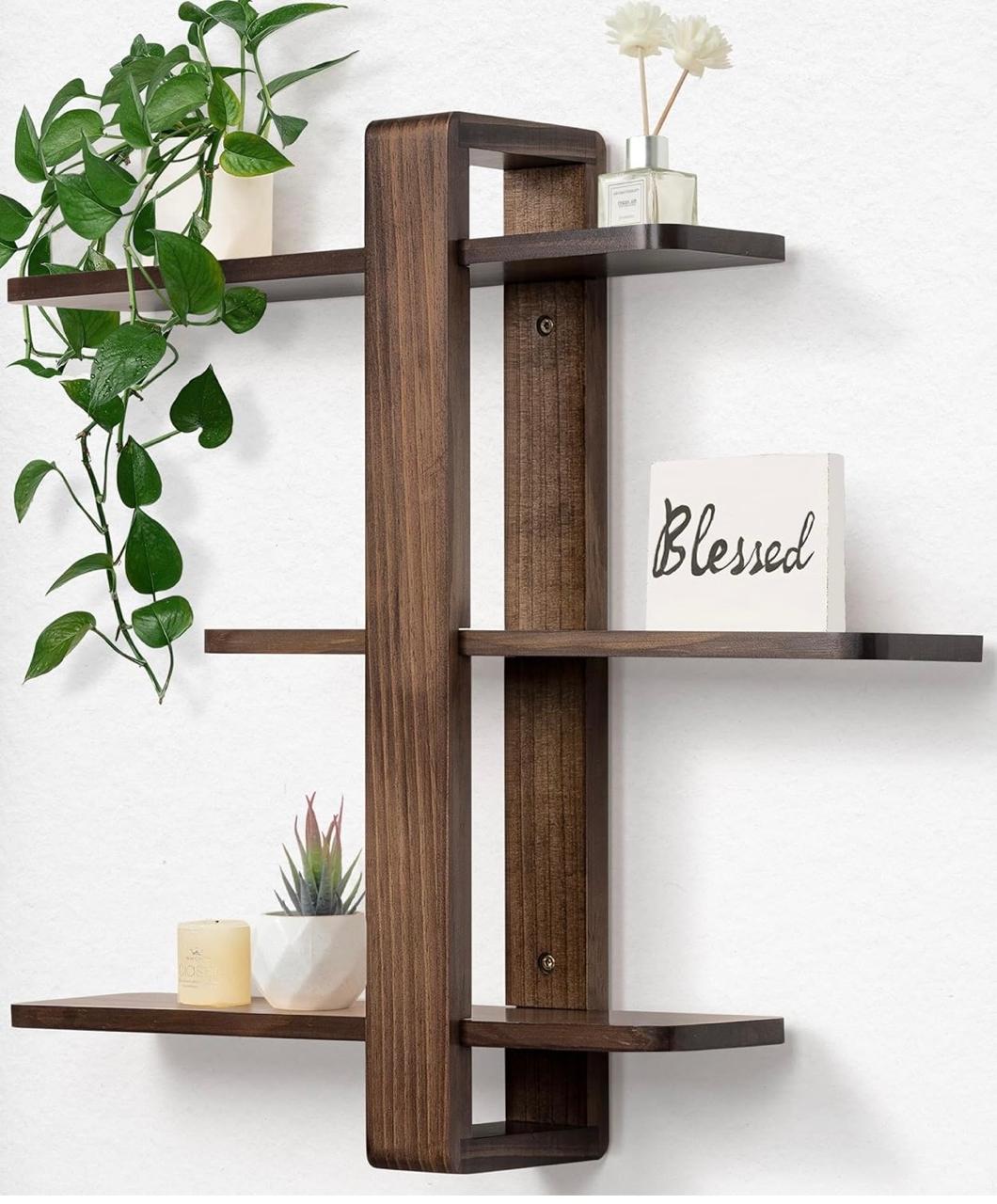 Modern Wooden Wall Shelf for Living Room | Decorative Floating Display Shelf - Image 10