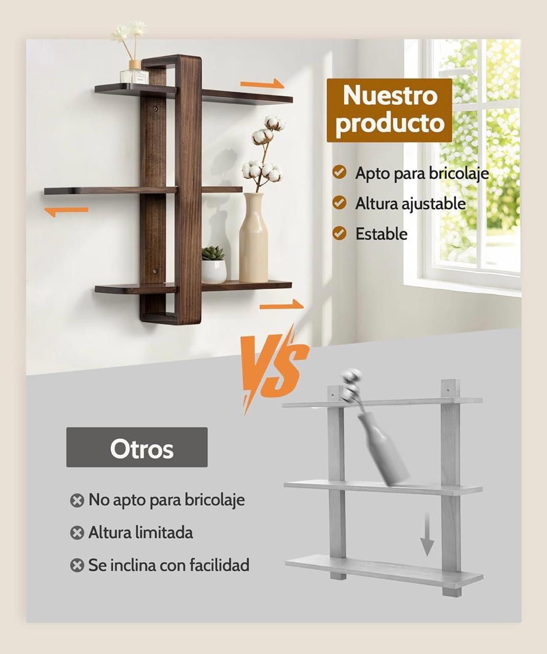Modern Wooden Wall Shelf for Living Room | Decorative Floating Display Shelf - Image 14