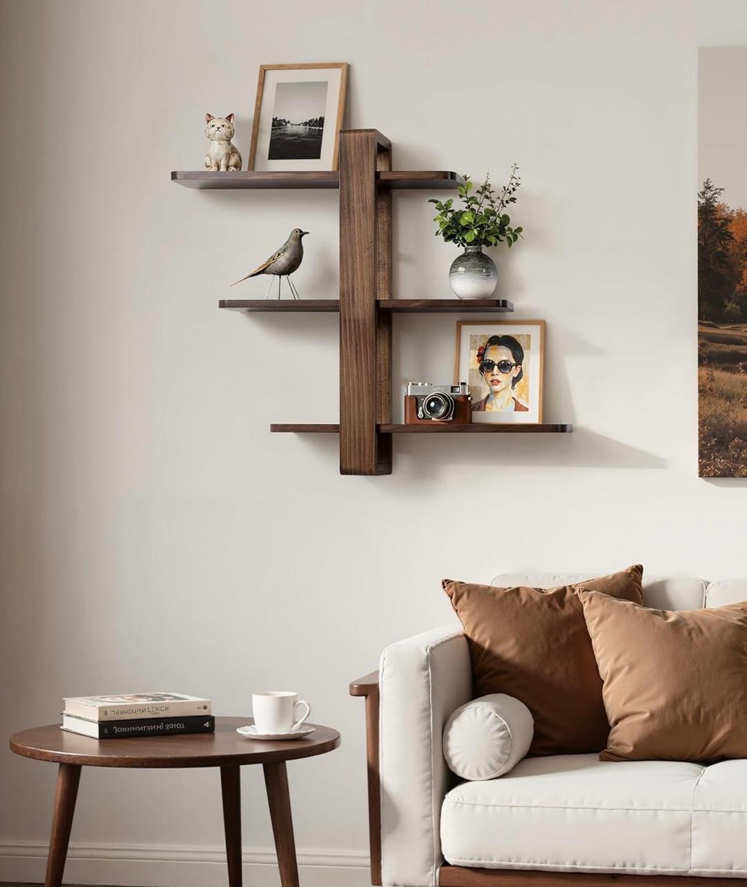 Modern Wooden Wall Shelf for Living Room | Decorative Floating Display Shelf - Image 12