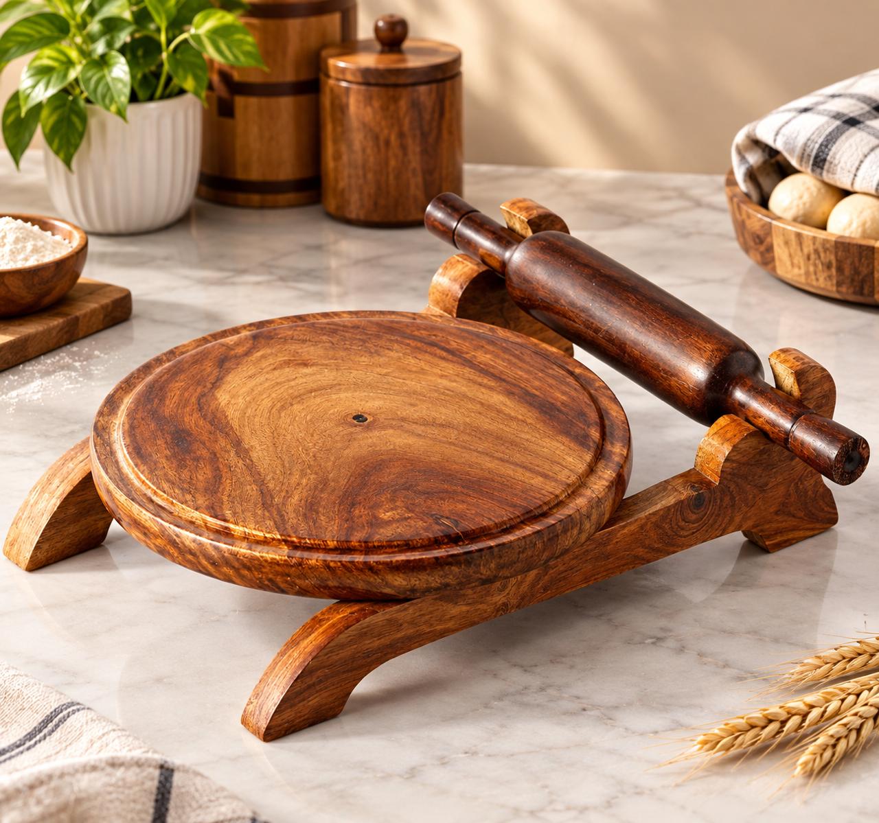 Premium Wooden Chakla Belan Set – Traditional Roti & Paratha Rolling Board with Rolling Pin - Image 4