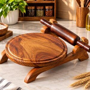 Premium Wooden Chakla Belan Set – Traditional Roti & Paratha Rolling Board with Rolling Pin